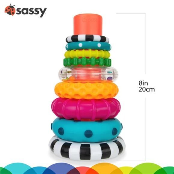 Sassy Stacks of Circles Stacking Ring STEM Learning Toy, Age 6+‎ Months - Picture 4 of 7